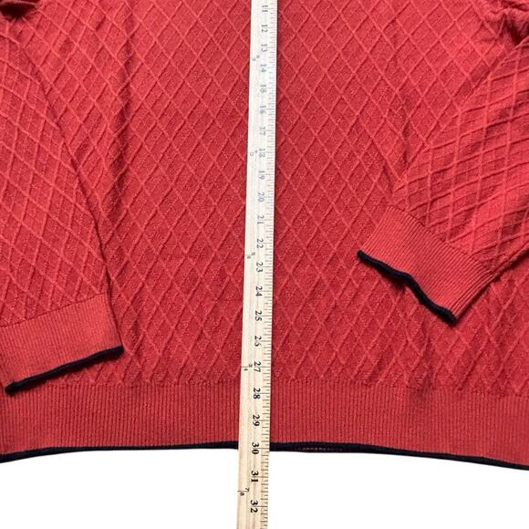 Jos A Bank Cotton 1/4 Zip Burnt Orange Diamond Pattern Sweater 2XLT NEW - Picture 5 of 8